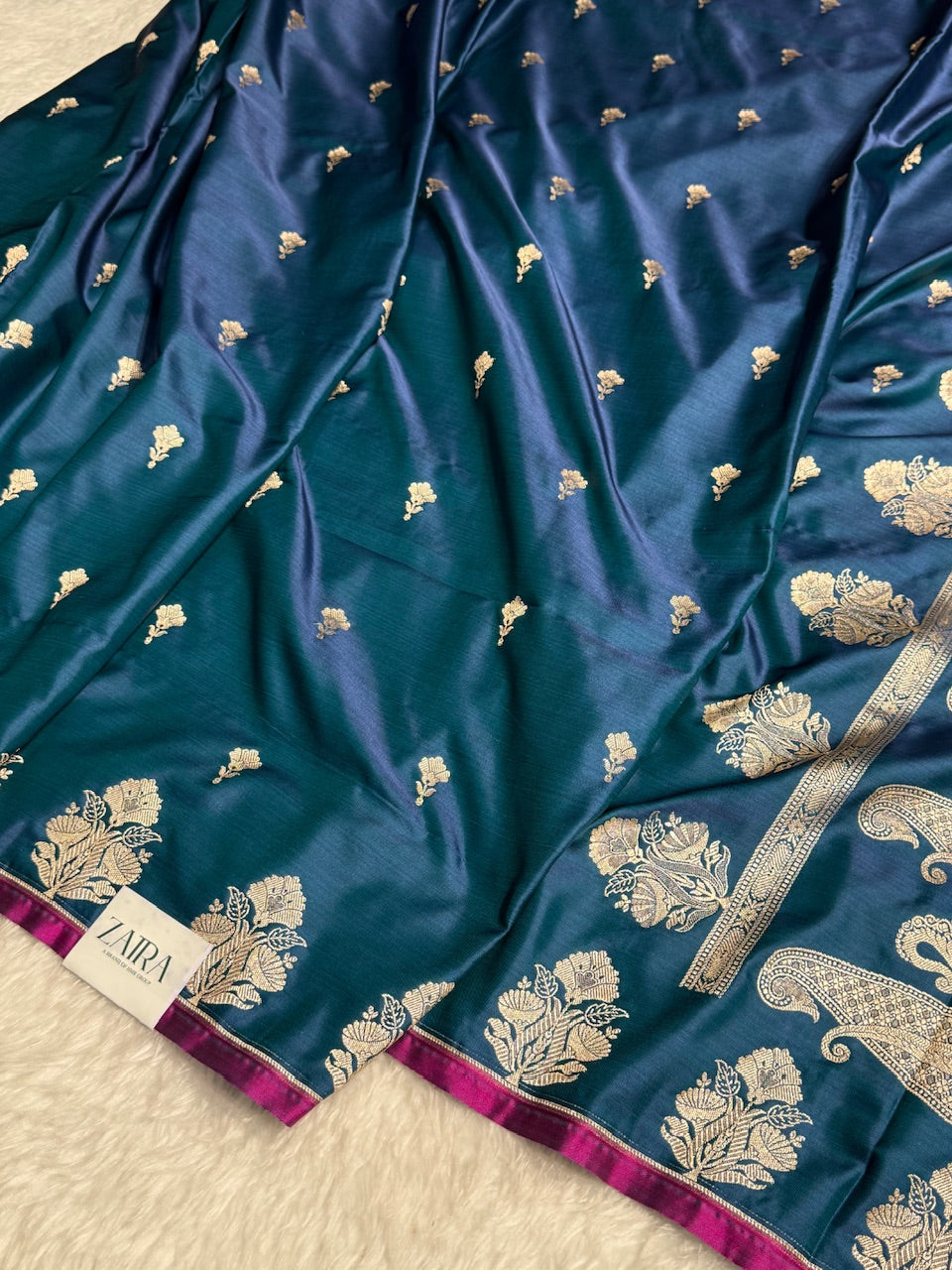 Sherpa Blue Skirt Border Mashru Silk Saree