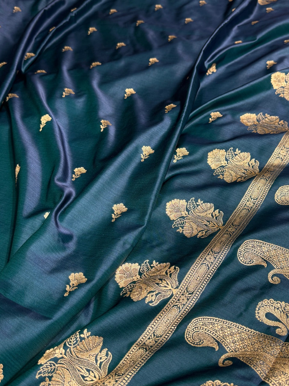 Sherpa Blue Skirt Border Mashru Silk Saree