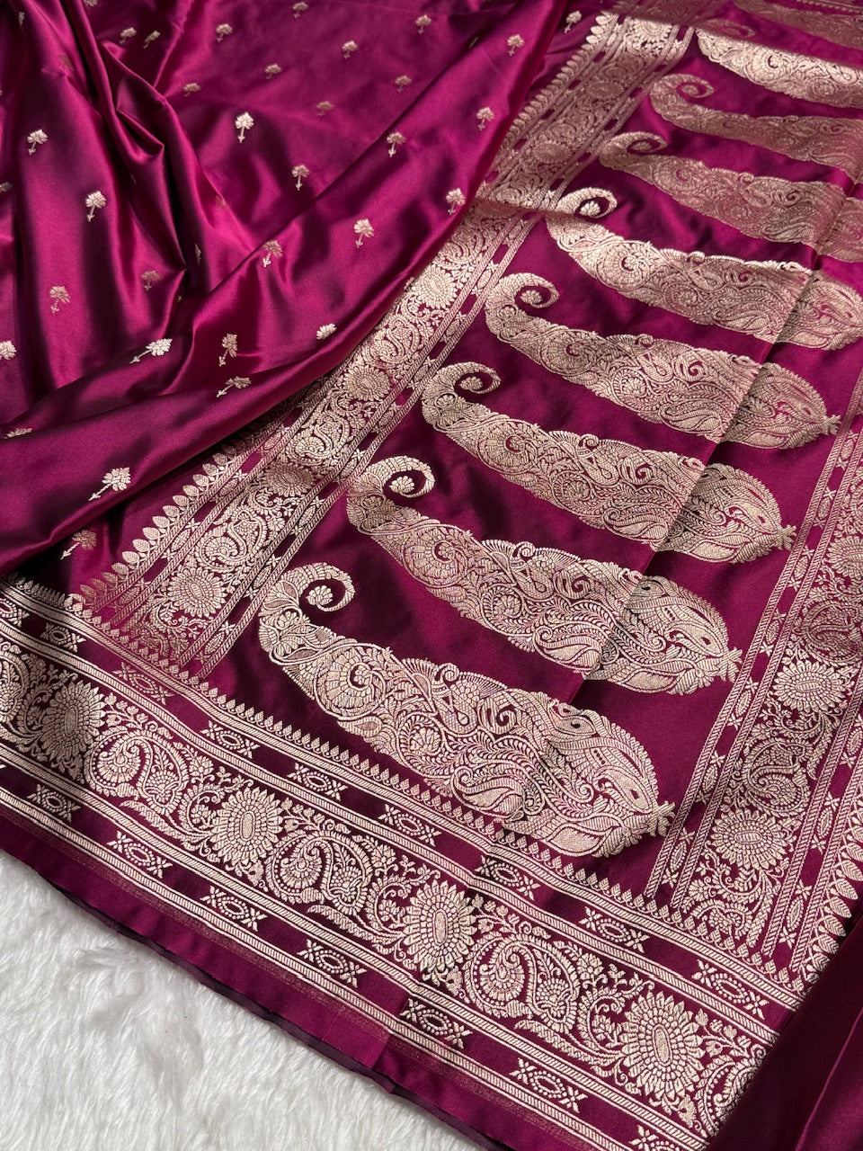 Dark Pink Booti Mashru Silk Saree