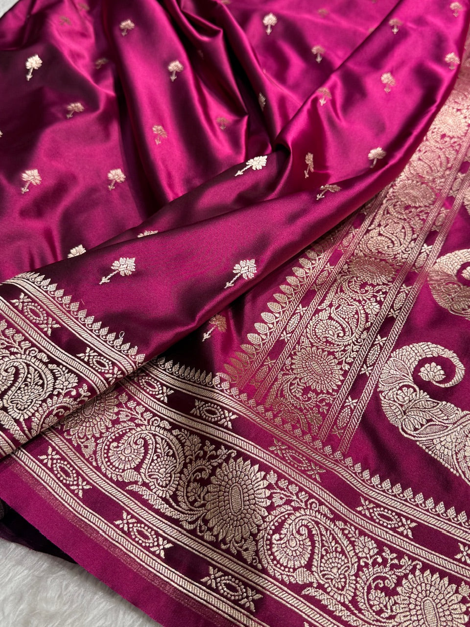 Dark Pink Booti Mashru Silk Saree