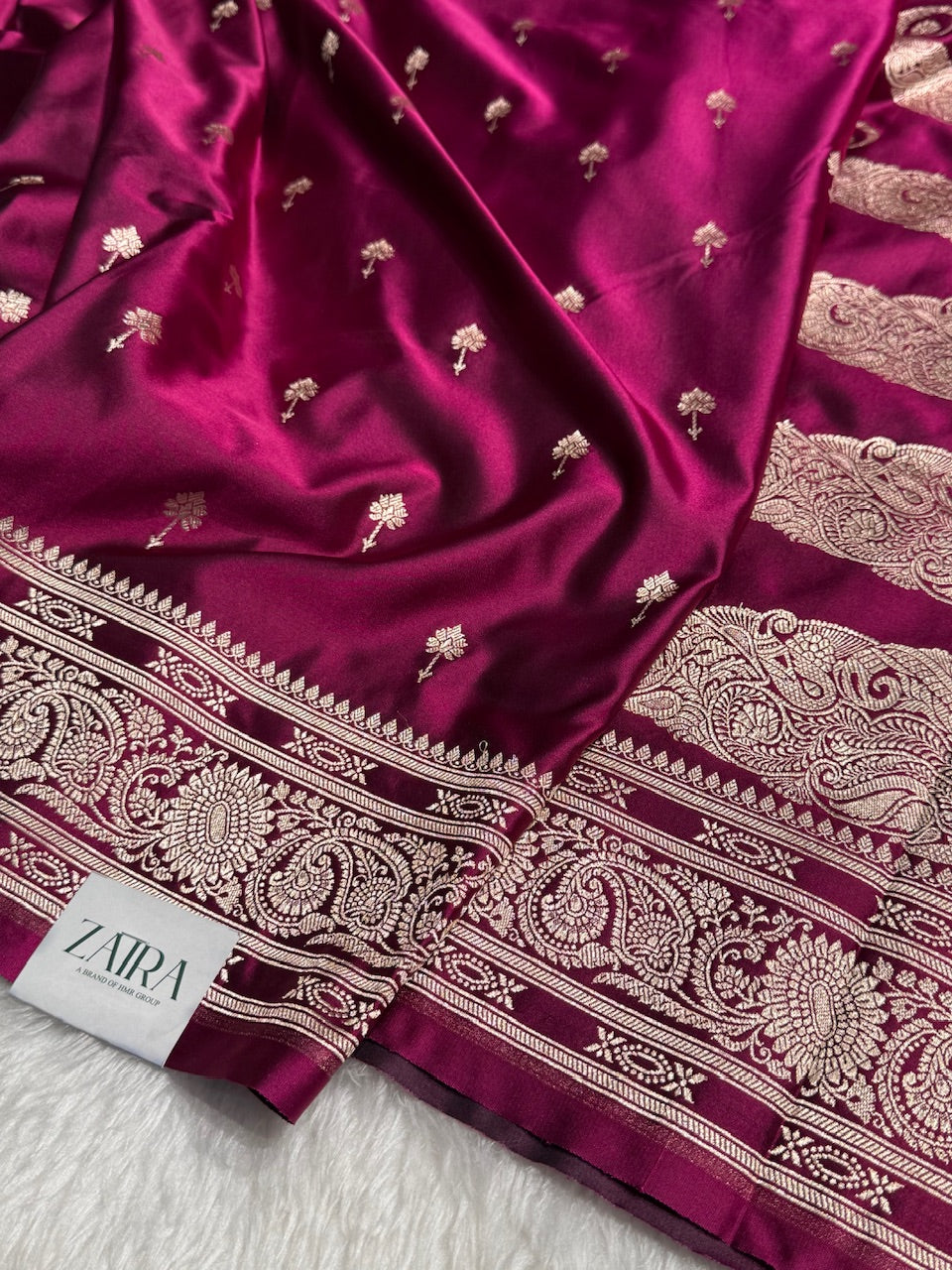 Dark Pink Booti Mashru Silk Saree