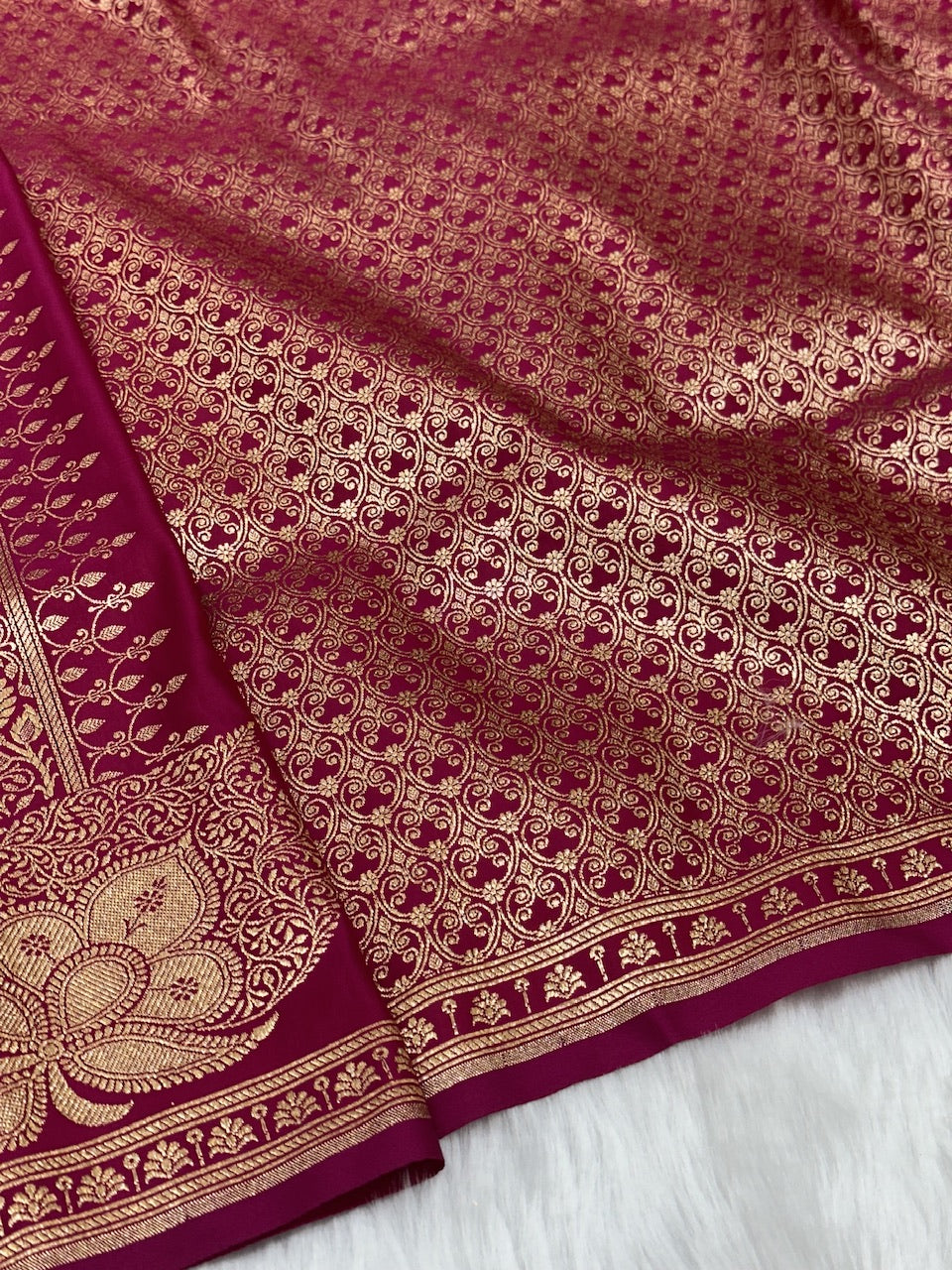 Rani Floral Boota Satin Katan Silk saree SK35