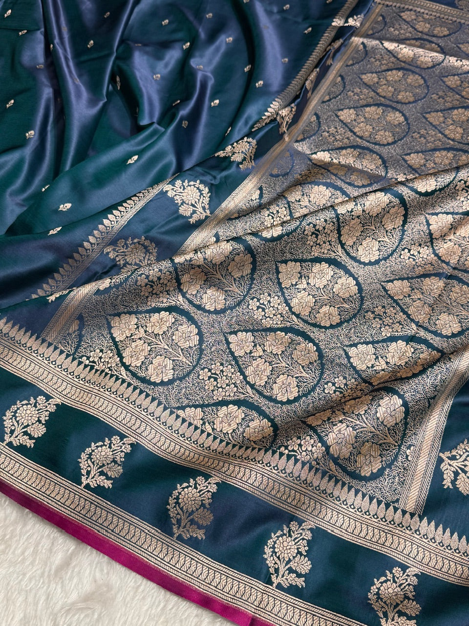 Light Navy Mashru Silk Saree for Festive Seasons