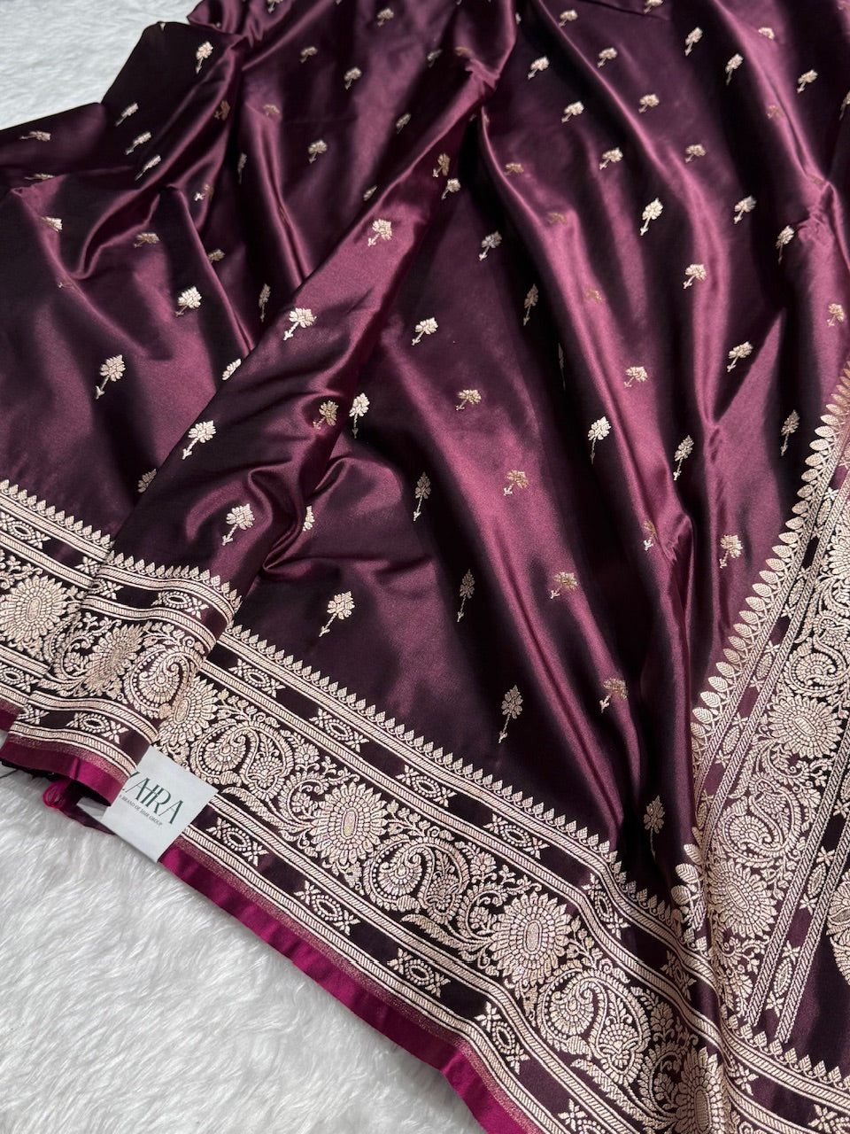 Garnet Wine Booti Mashru Silk Saree