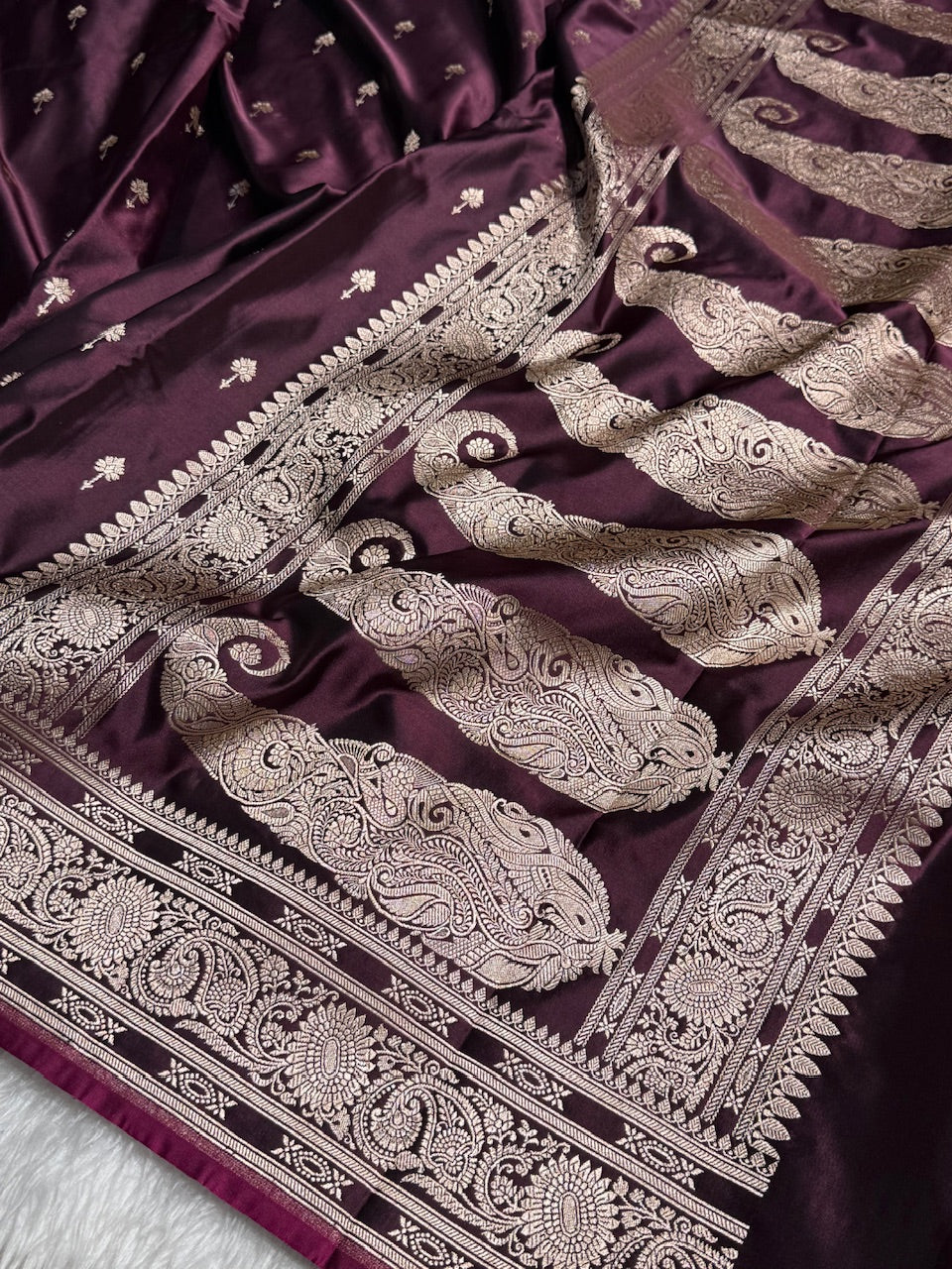 Garnet Wine Booti Mashru Silk Saree
