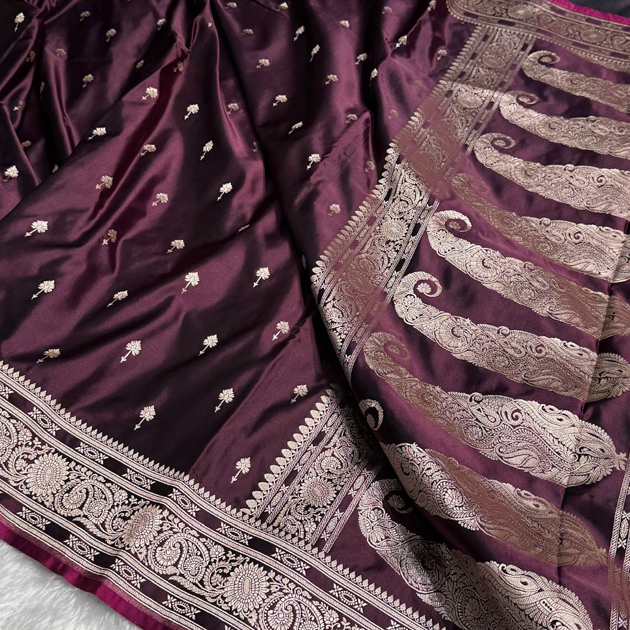 Garnet Wine Booti Mashru Silk Saree
