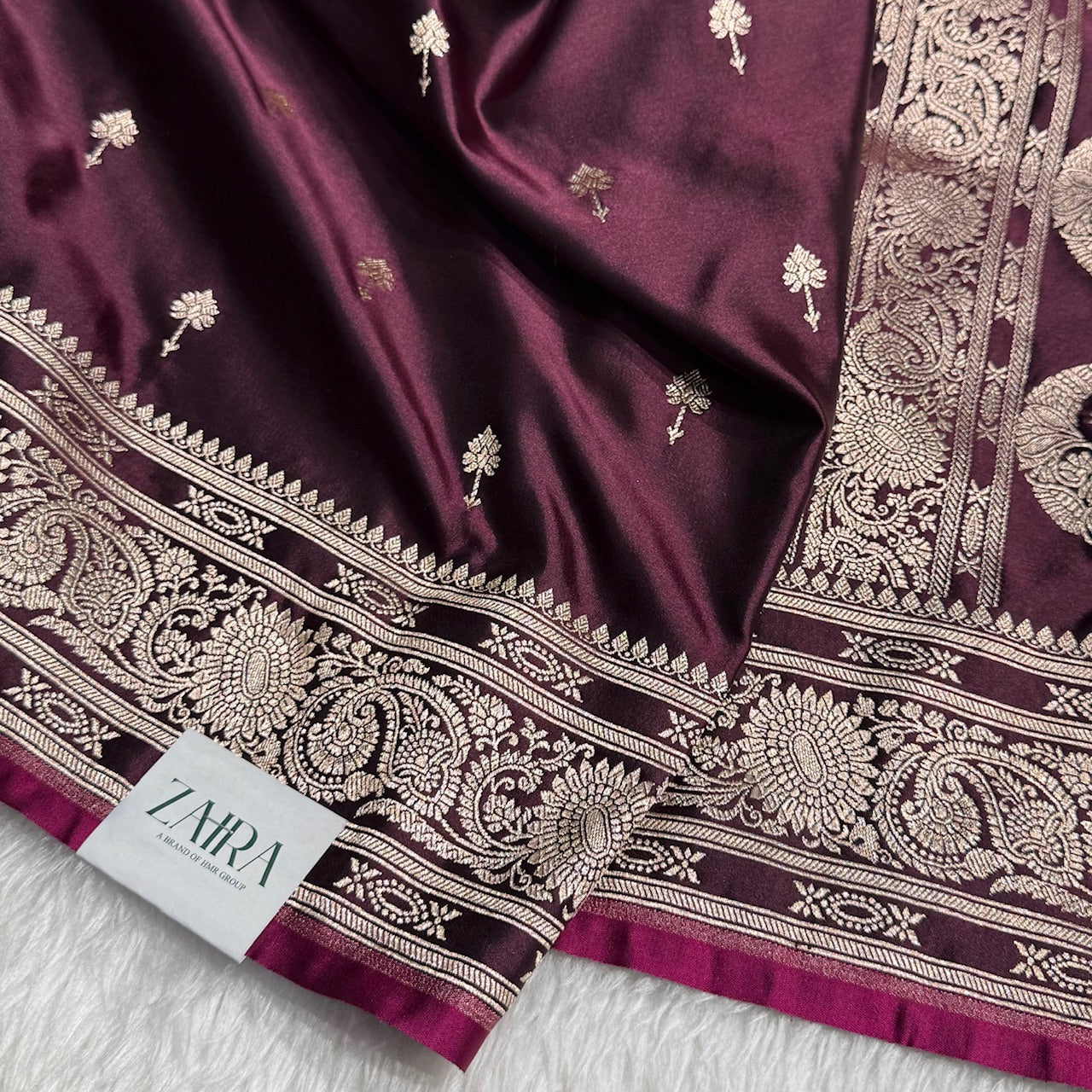 Garnet Wine Booti Mashru Silk Saree