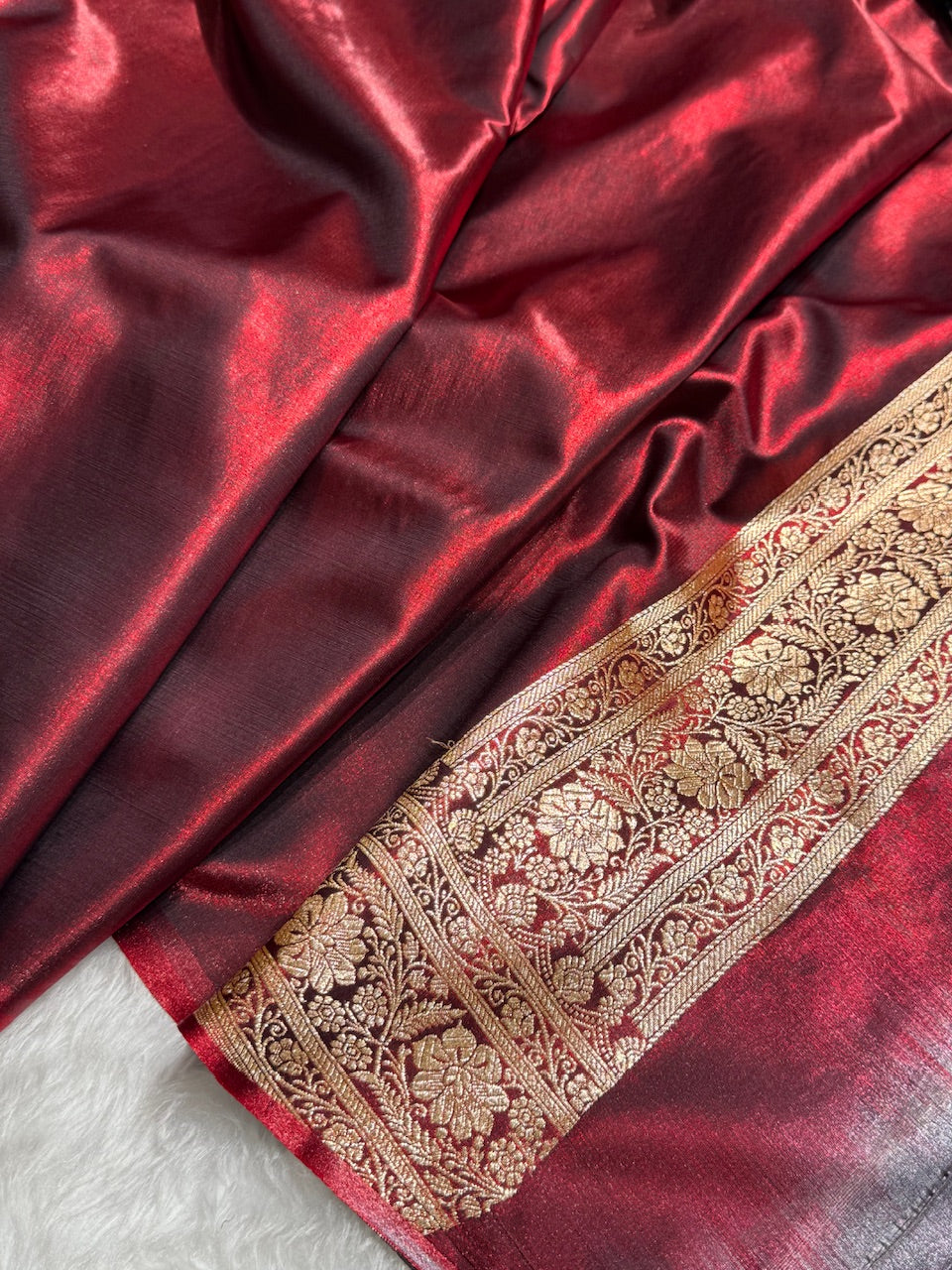Light Wight Satin Silk Jaal in Maroon Shades SS17