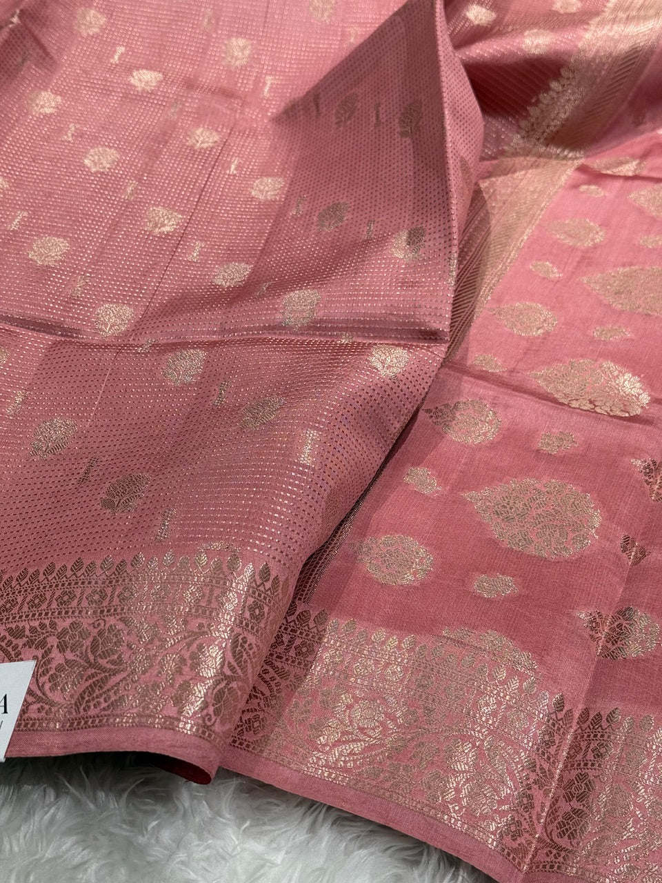 Rosy Finch Boota Booti Pure Caramel Silk Saree