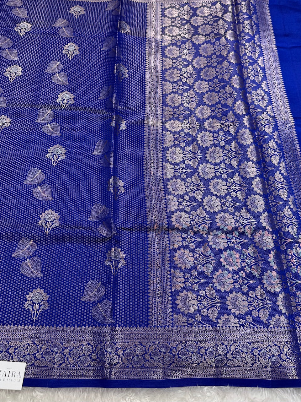 Royal Blue Boota Pure Caramel Silk Saree