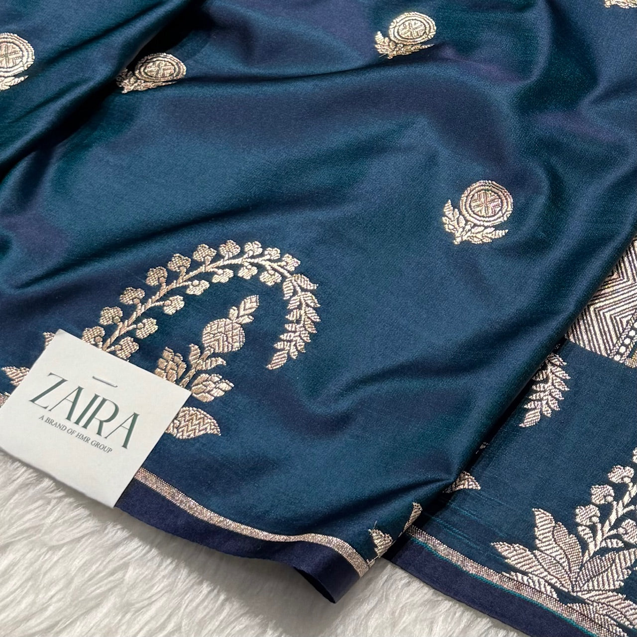 Nile Blue Booti Mashru Silk Saree