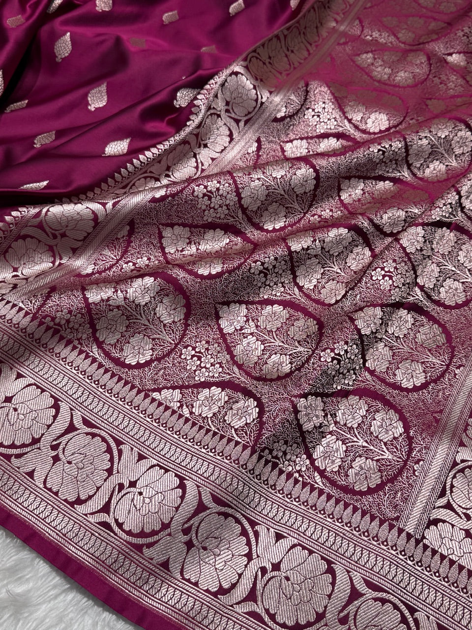 Grape Purple Booti Mashru Silk Saree
