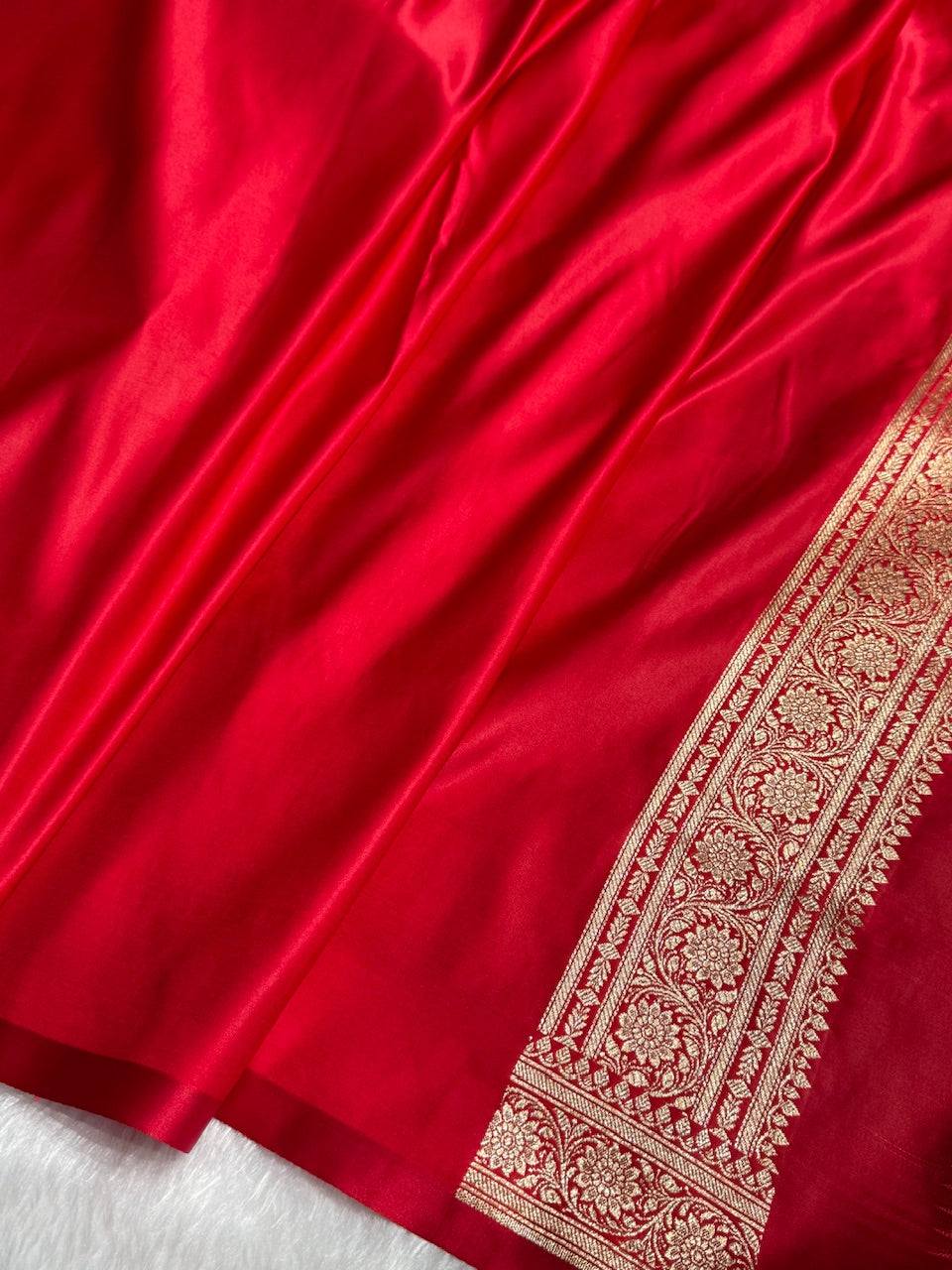 Sea Green with Red Floral Boota Satin Katan Silk saree SK27