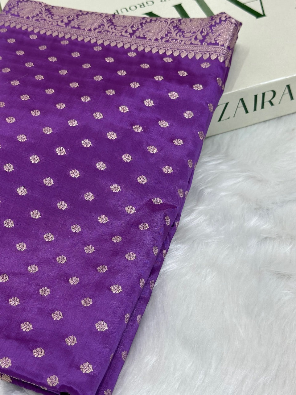 Purple Crepe Silky Katan Banarasi Saree CSK-02