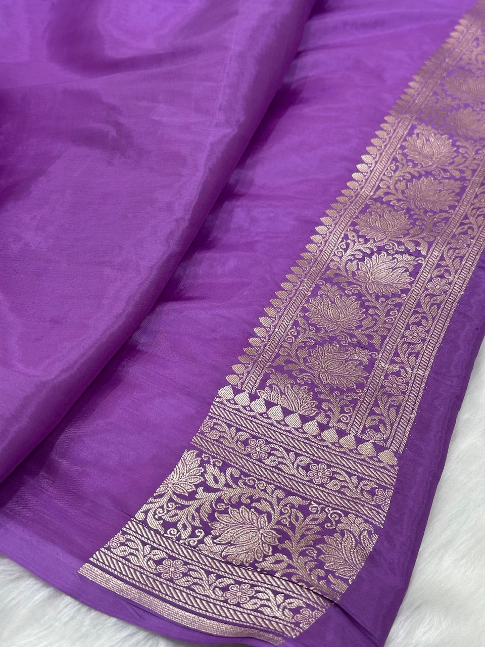 Purple Crepe Silky Katan Banarasi Saree CSK-02