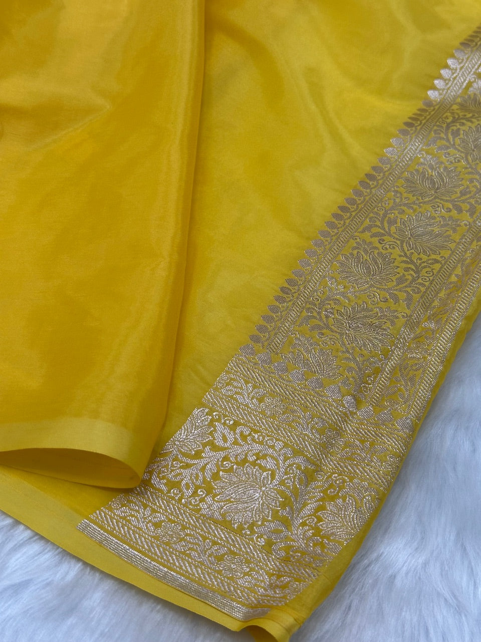 Yellow Crepe Silky Katan Banarasi Saree CSK-02