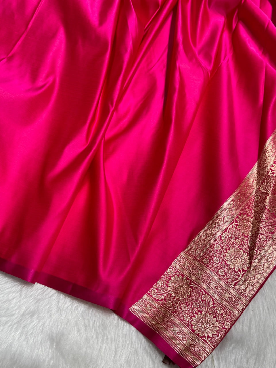 Rose Gold with Rani Booti Satin Katan Silk saree SK29