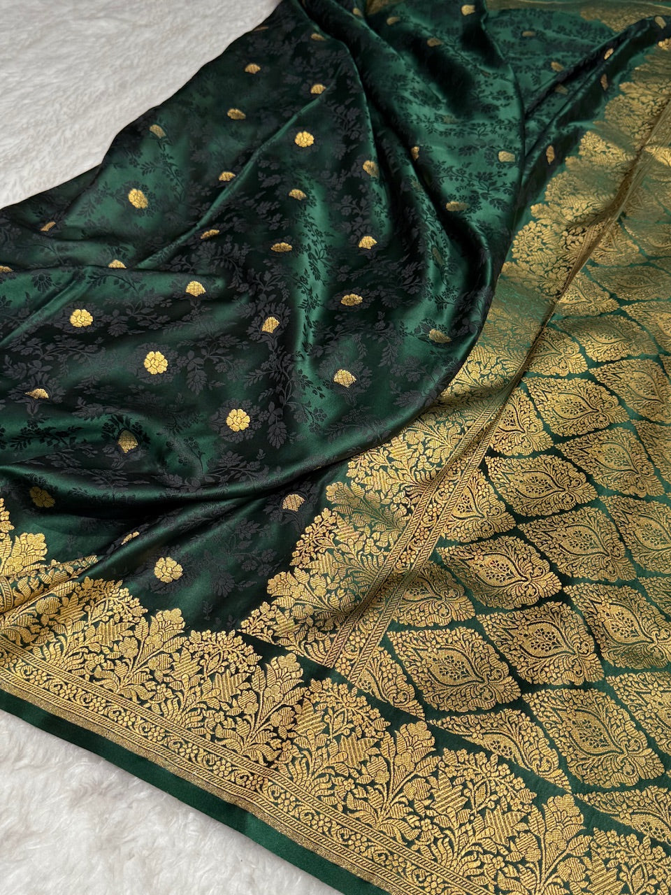 Green Mashru Tanchoi Satin Silk