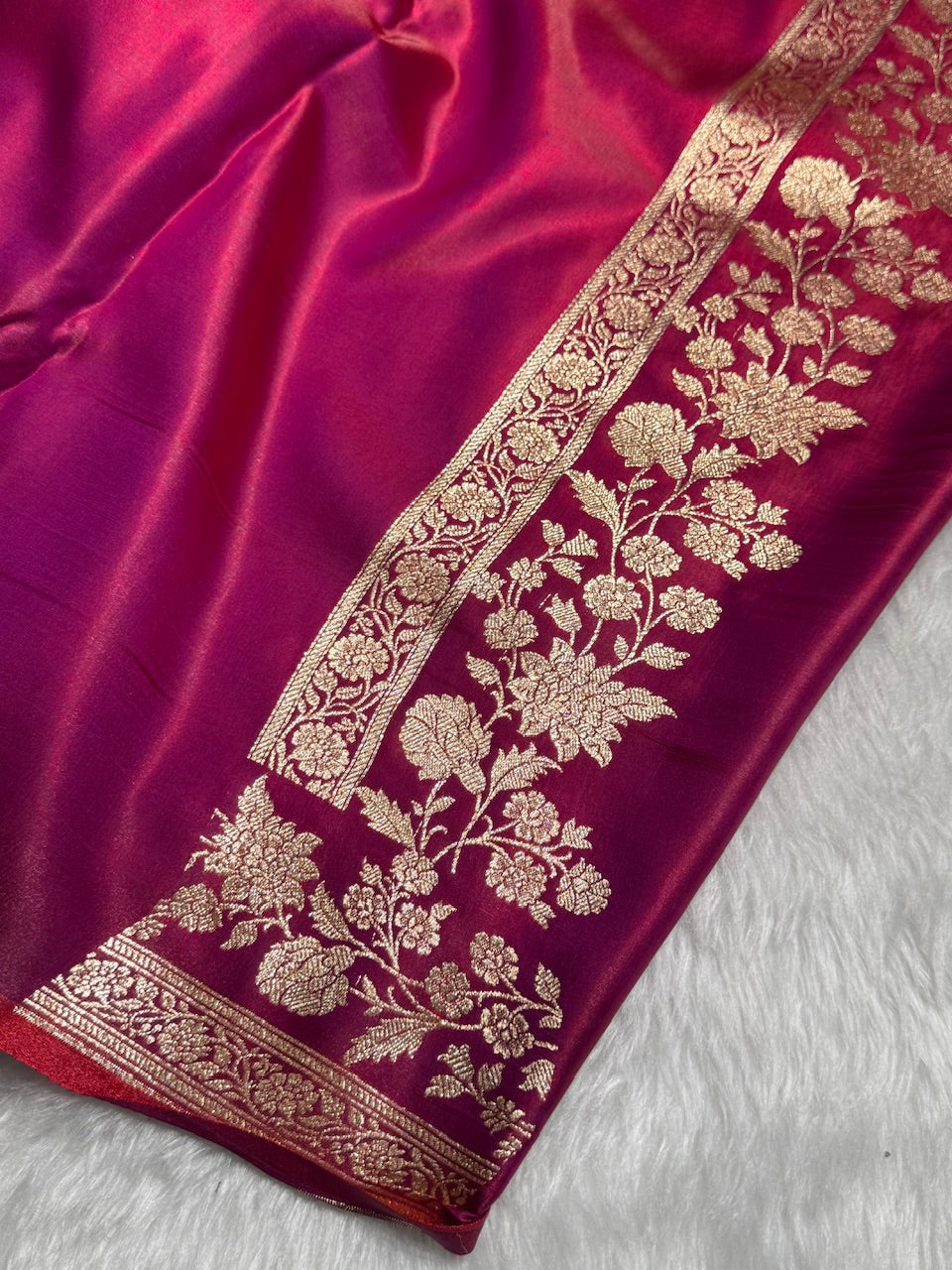 Satin Silk Floral Booti in Purplish Red SS25