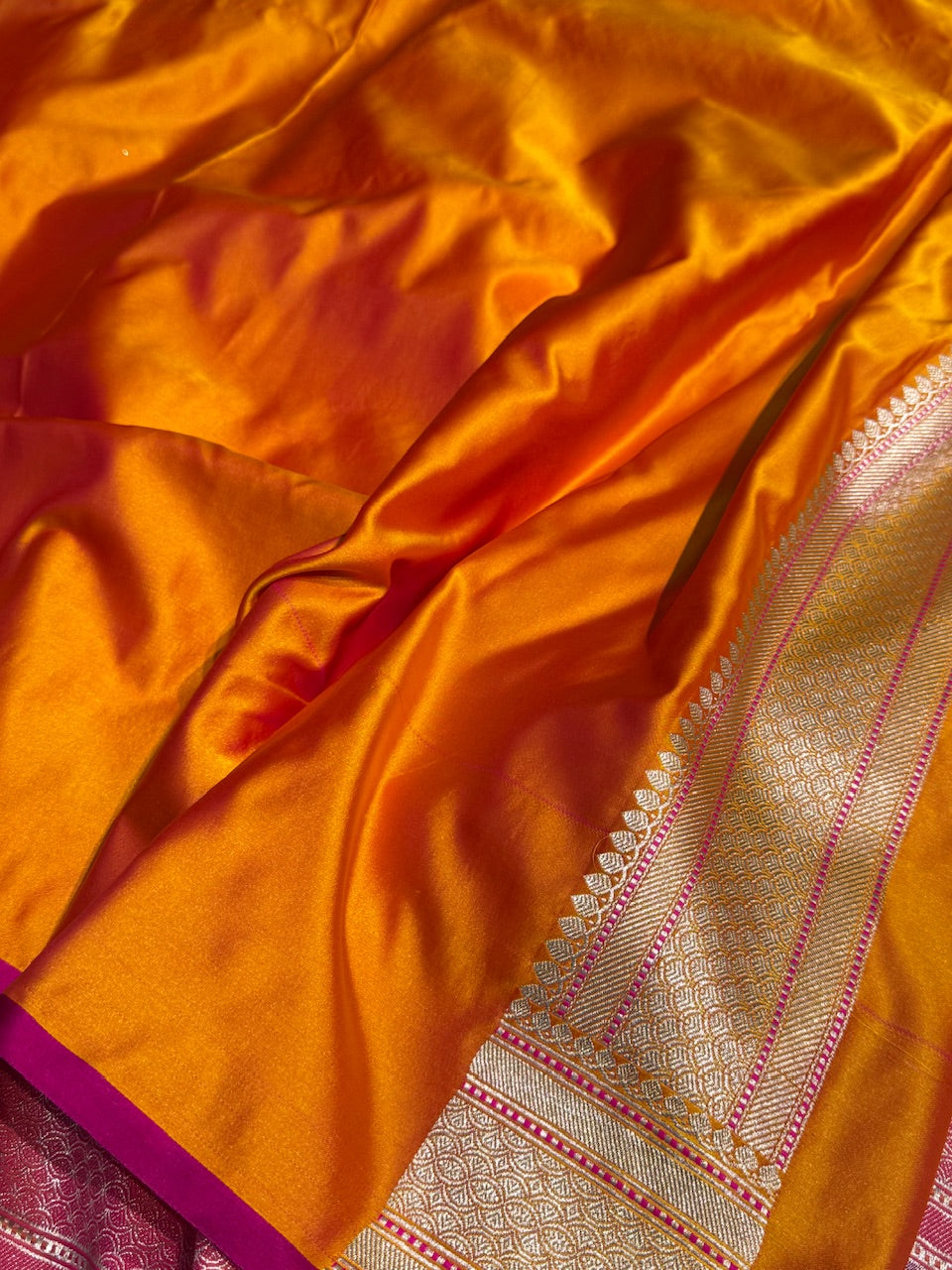 Light Orange Mashru Booti Mashru Silk Saree