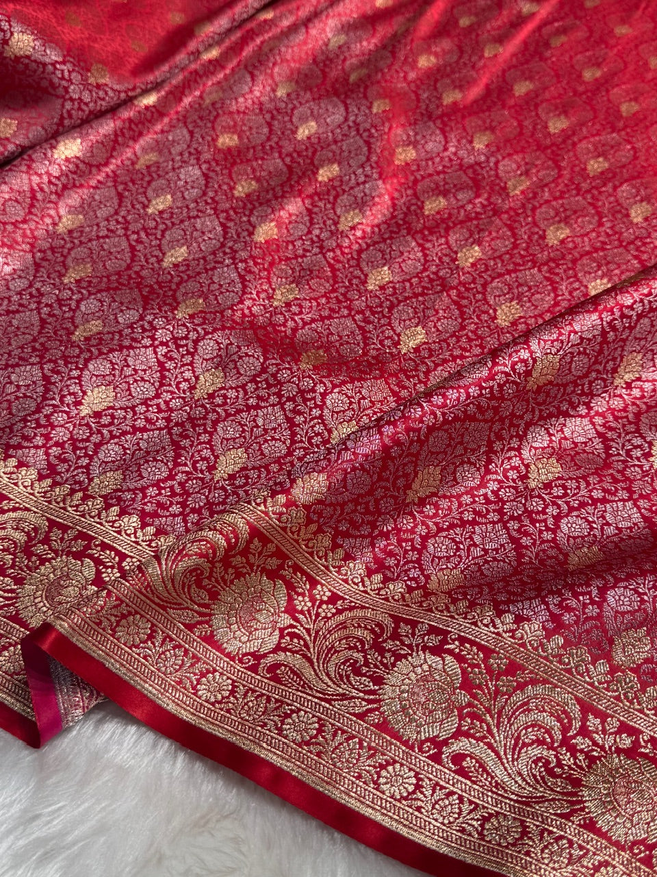 Red Brocade Soft Katan Silk Saree SKB-03