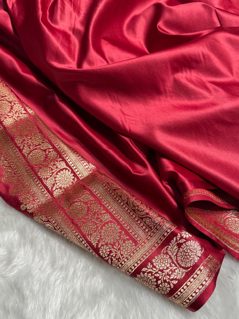 Maroon Booti Pattern Satin Katan Silk Saree SK51