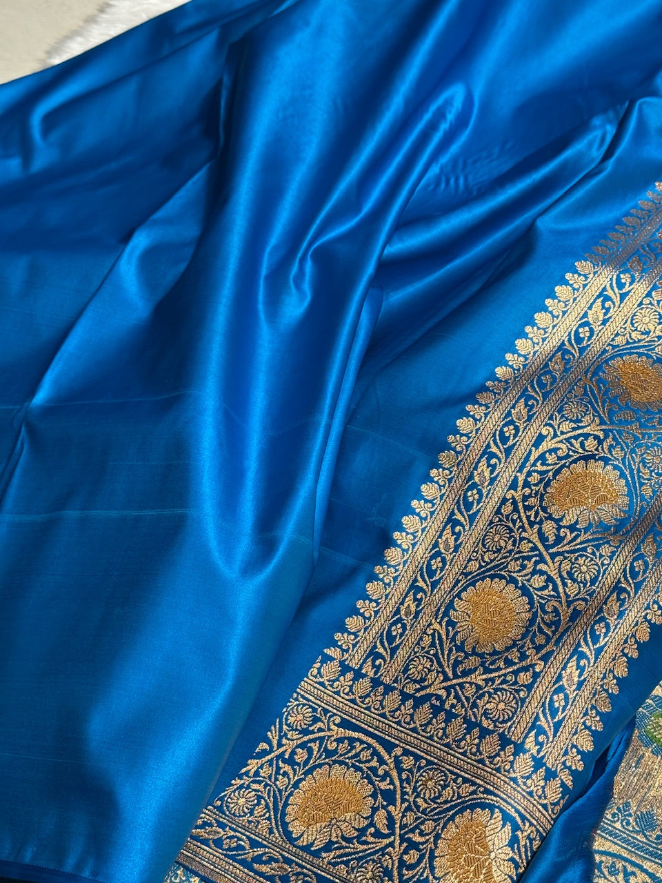 Deep Sea Blue Banarasi Minakari Jaal Katan Silk Saree