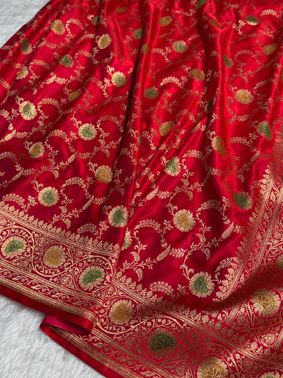 Red Banarasi Minakari Jaal Katan Silk Saree