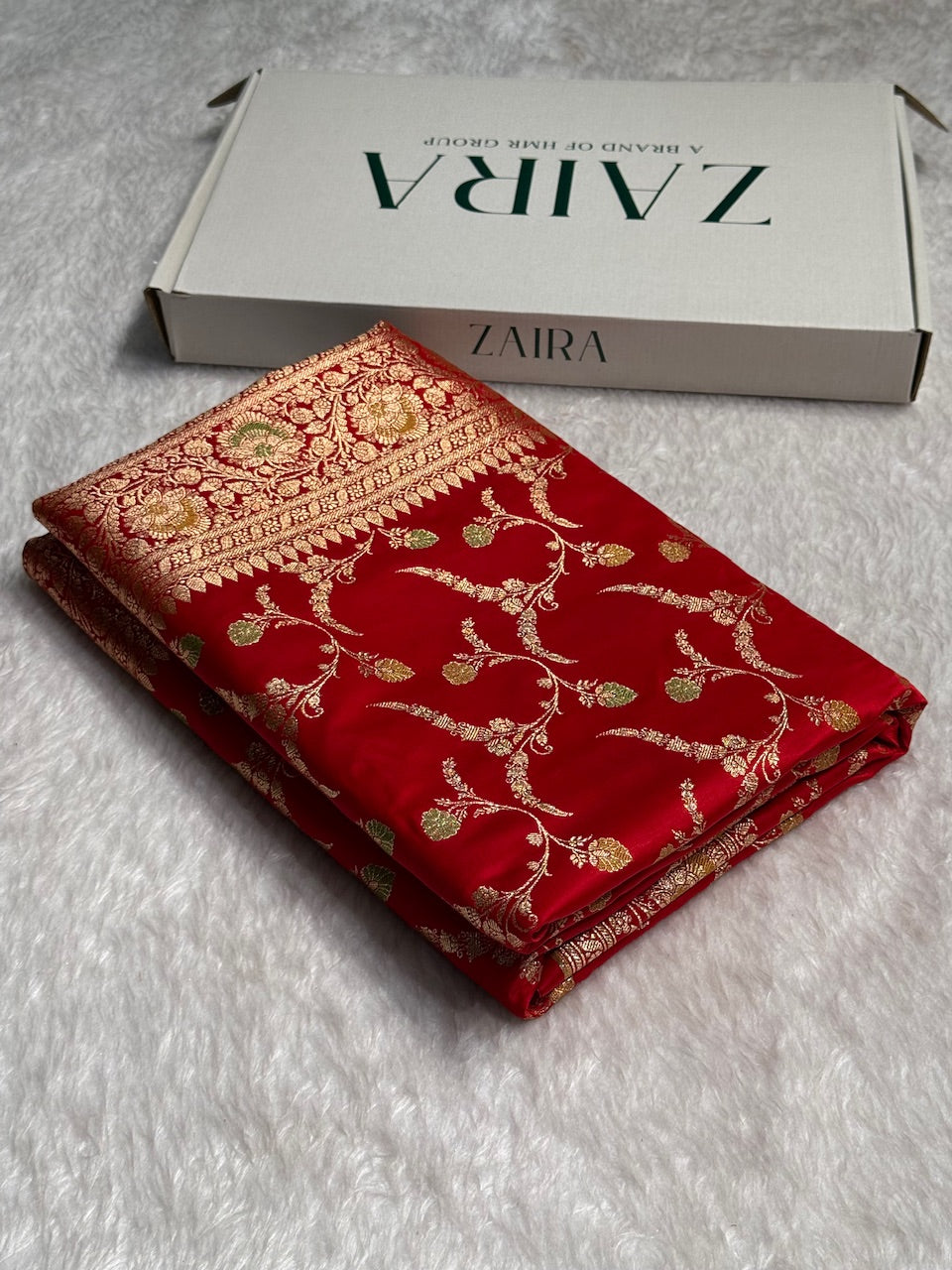 Red Banarasi Minakari Jaal Katan Silk Saree