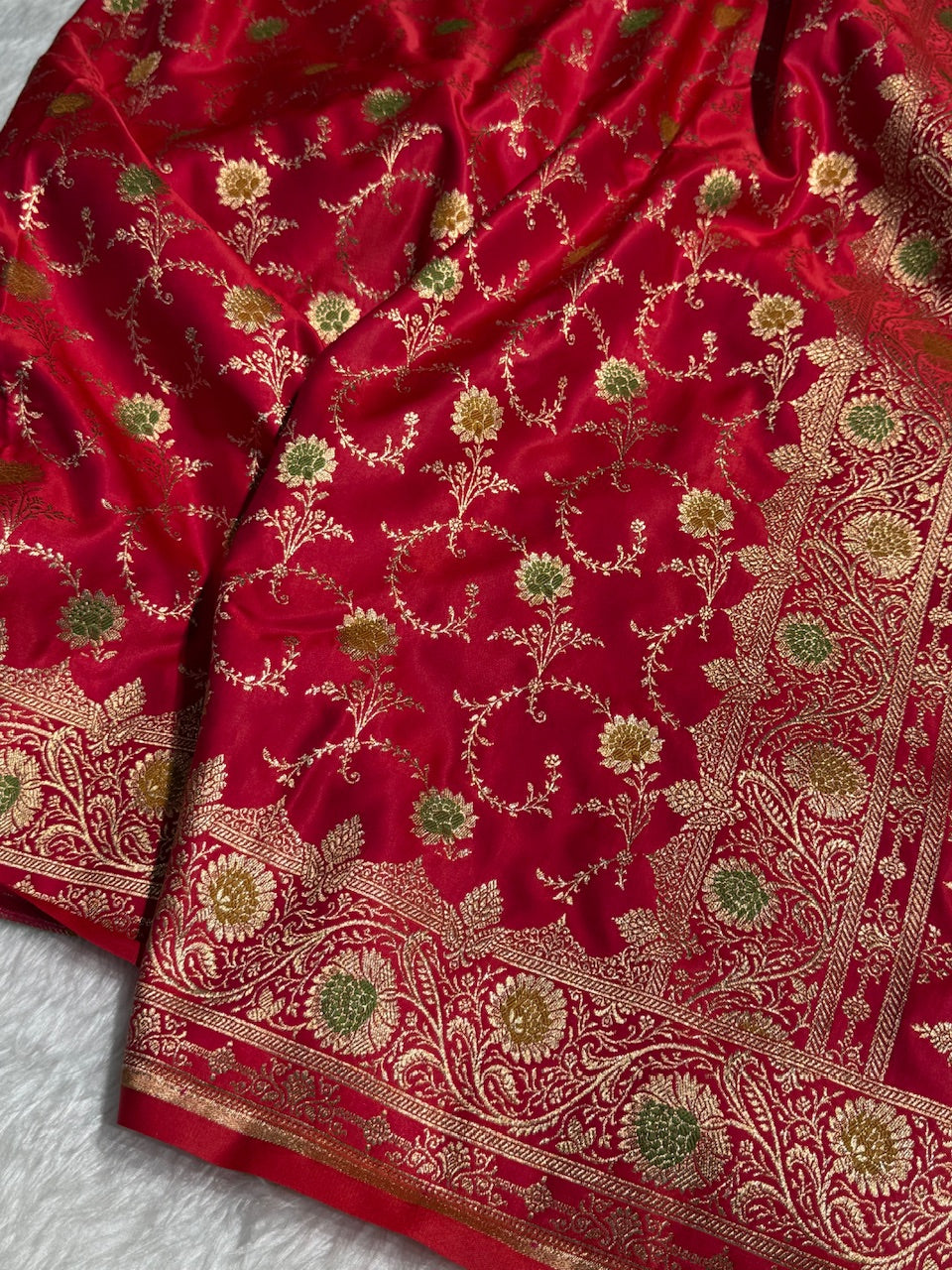 Maroon Banarasi Minakari Jaal Katan Silk Saree