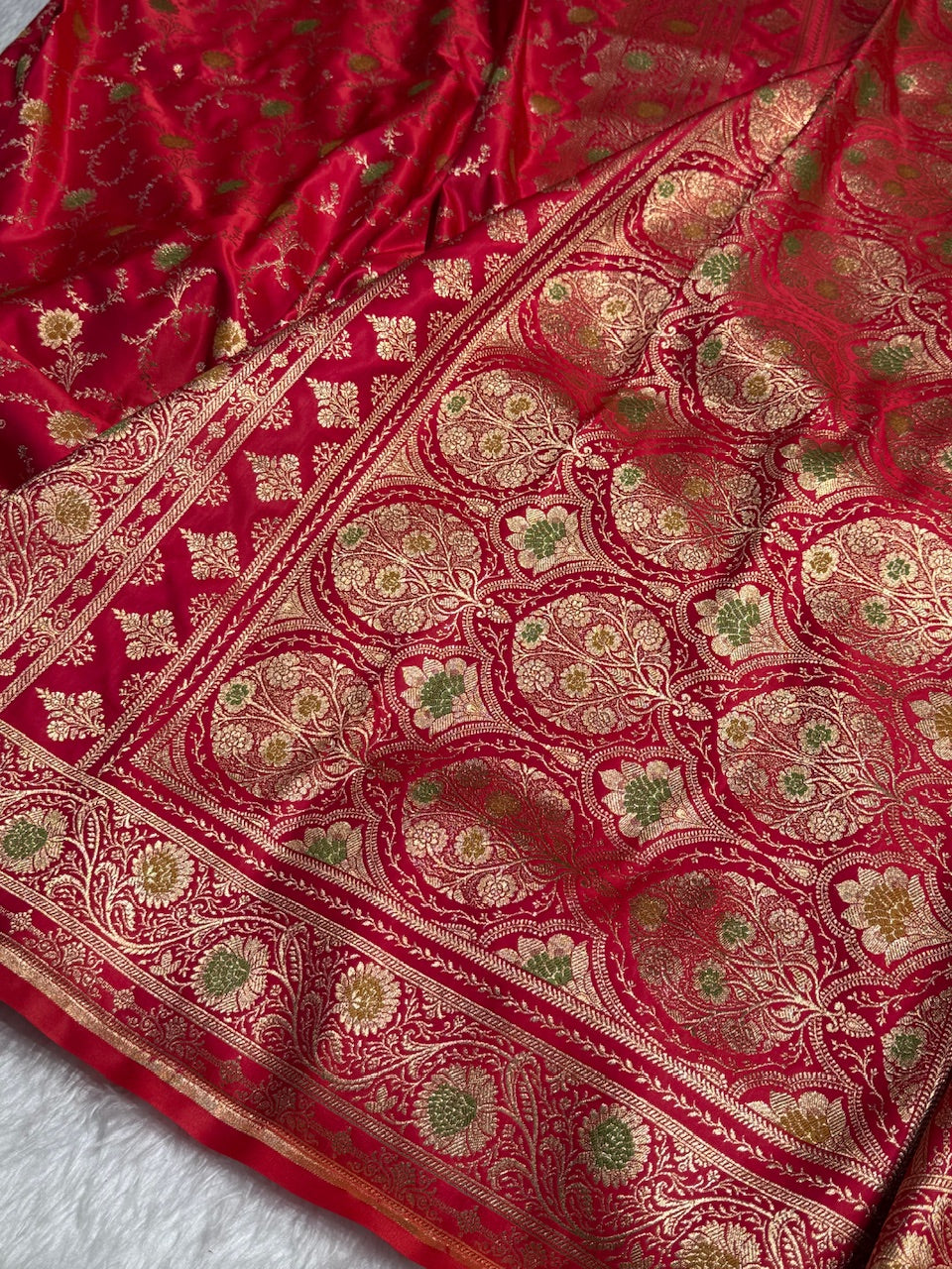 Maroon Banarasi Minakari Jaal Katan Silk Saree