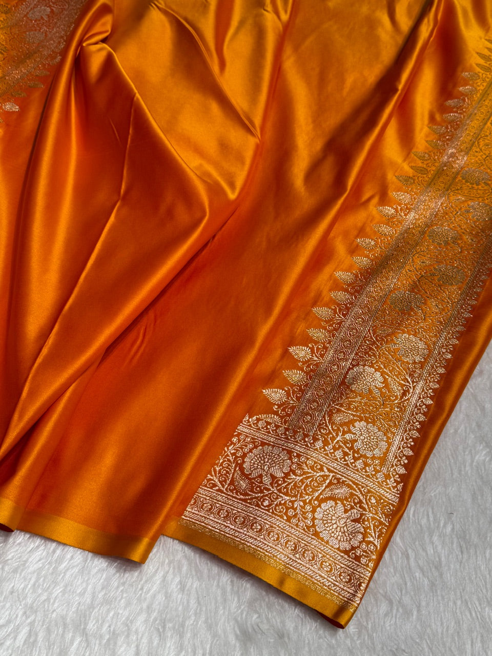 Rich Gold Banarasi Jaal Katan Silk Saree