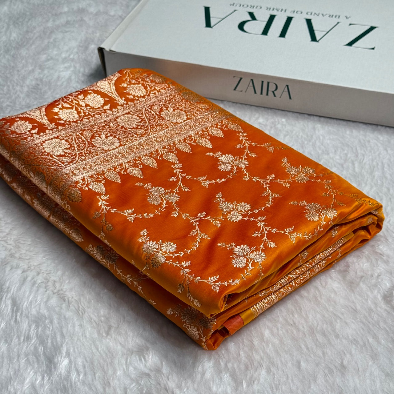 Rich Gold Banarasi Jaal Katan Silk Saree