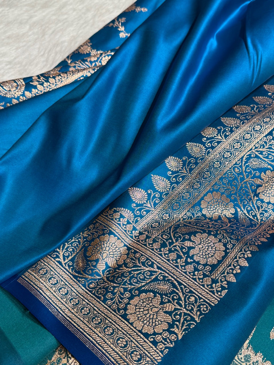 Blue Banarasi Jaal Katan Silk Saree