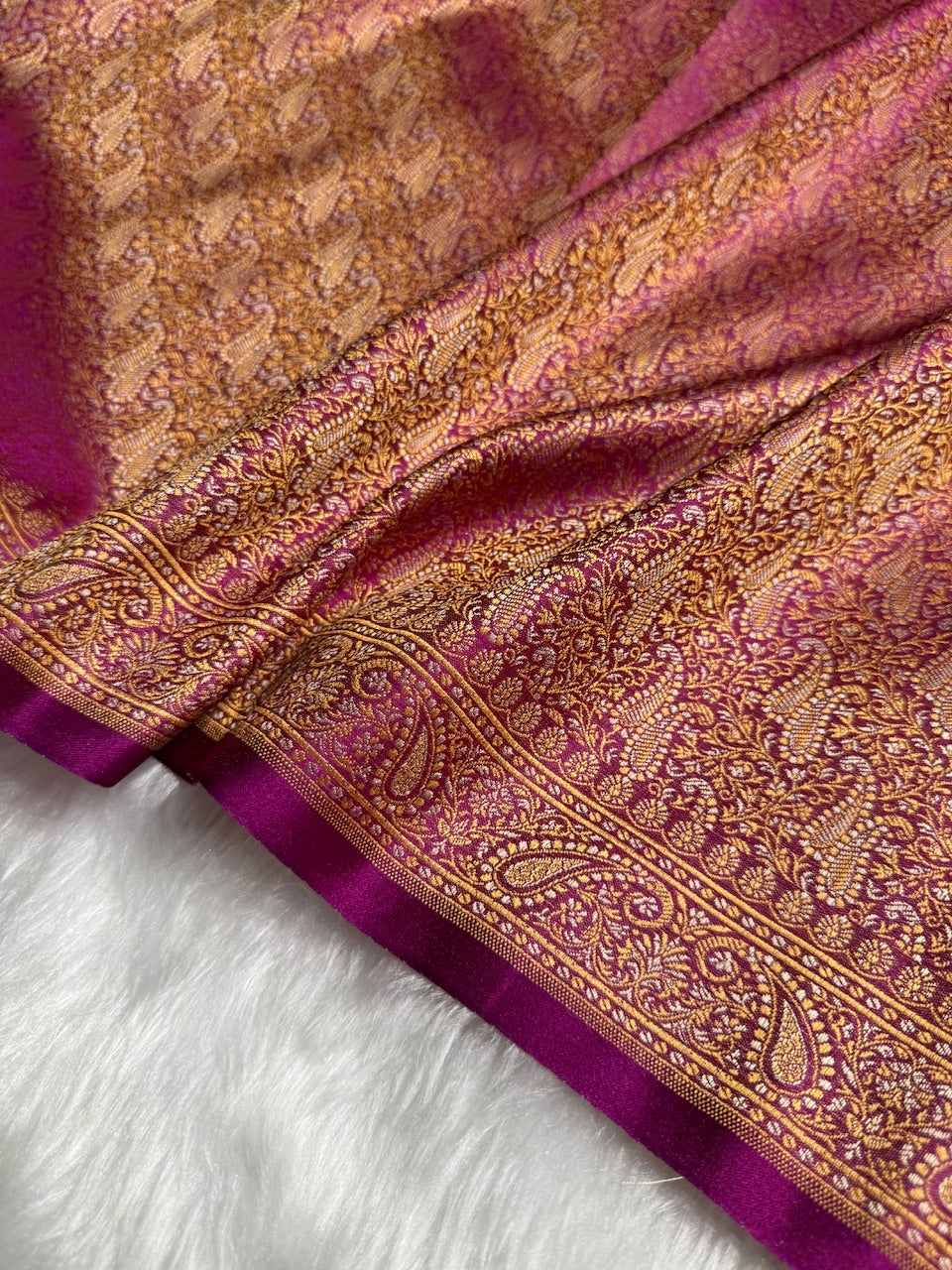 Dark Rani Jamawar Tanchoi Katan Silk Saree SKTM-09