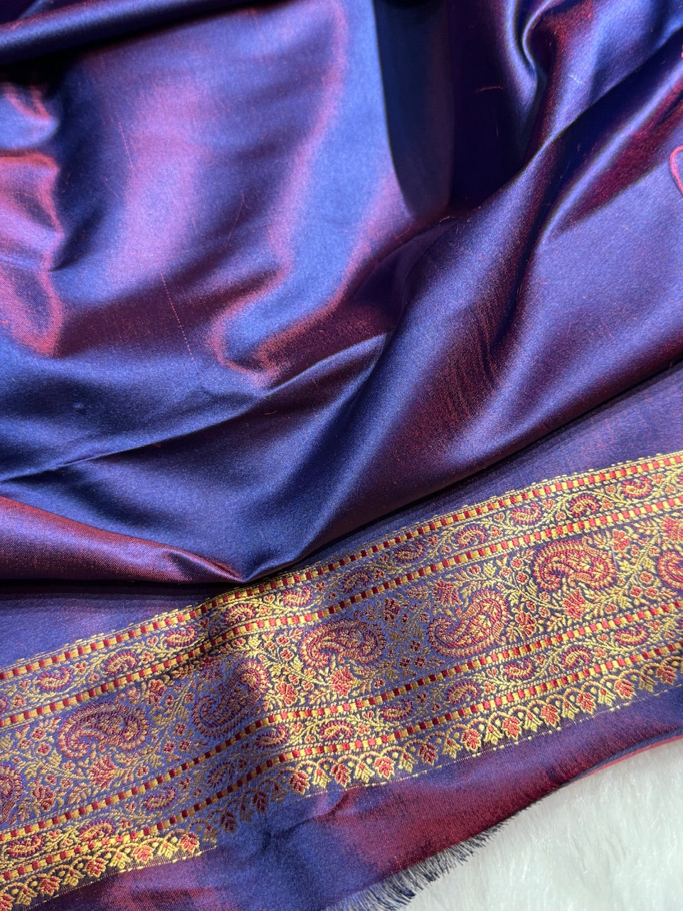 Royal Blue Jamawar Tanchoi Katan Silk Saree SKTM-11