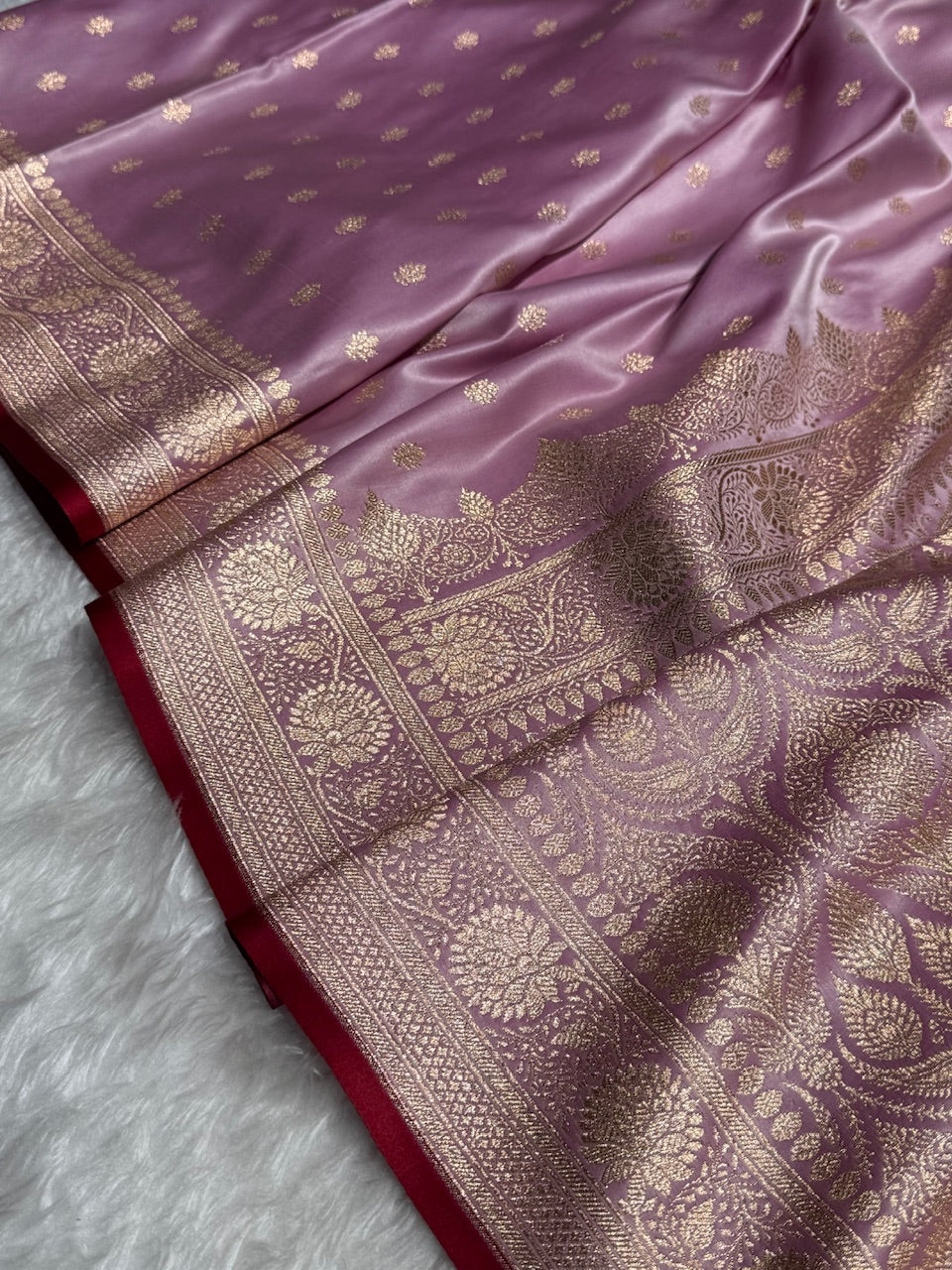 Purple Grey Booti Katan Silk