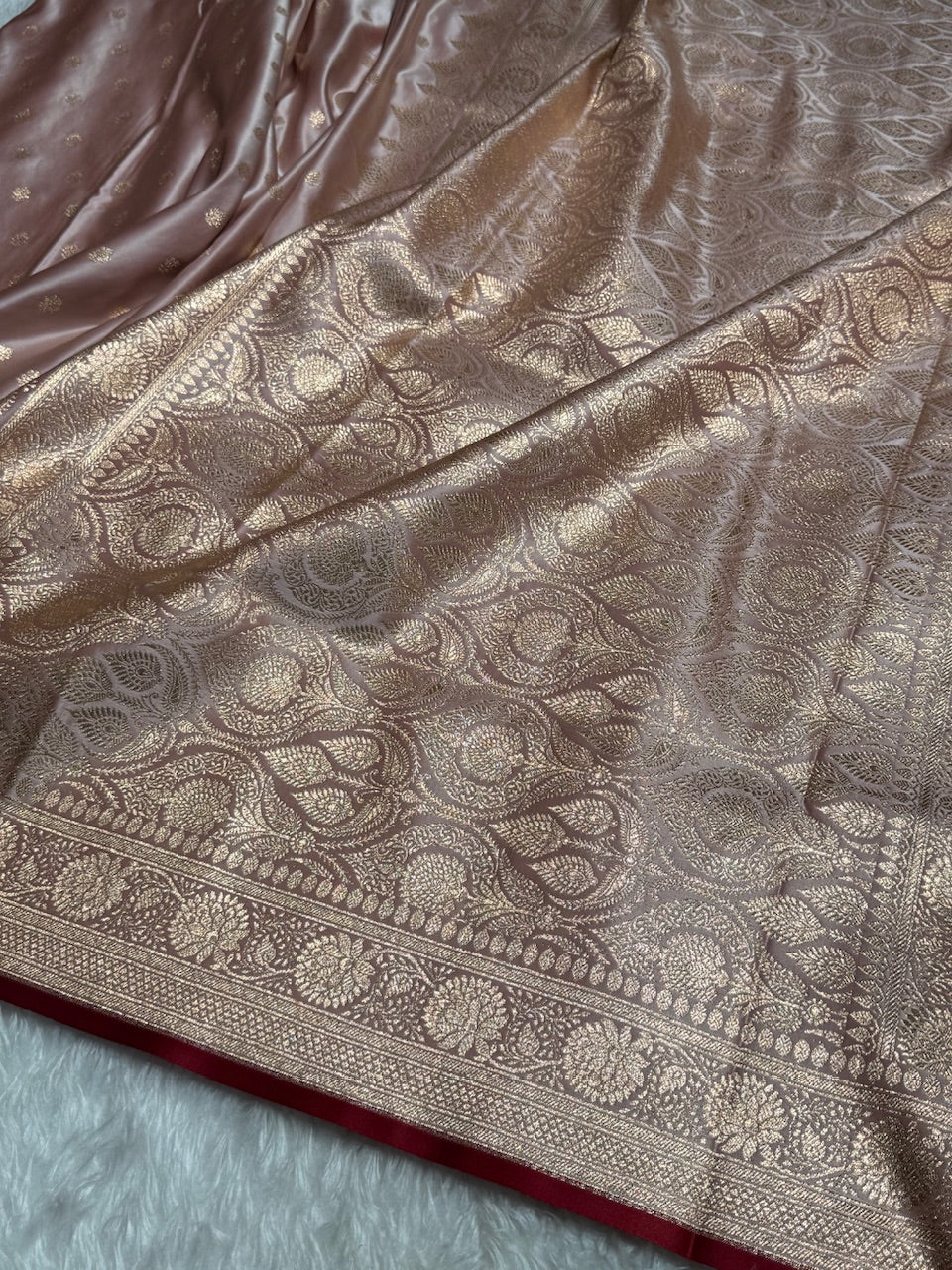 Rosy Finch Booti Katan Silk Saree SK07