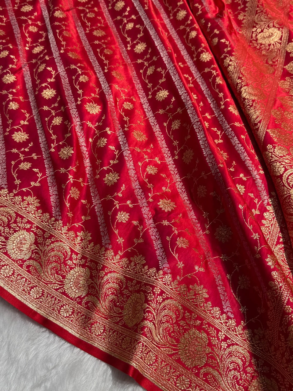 Red Brocade Soft Katan Silk Saree SK52