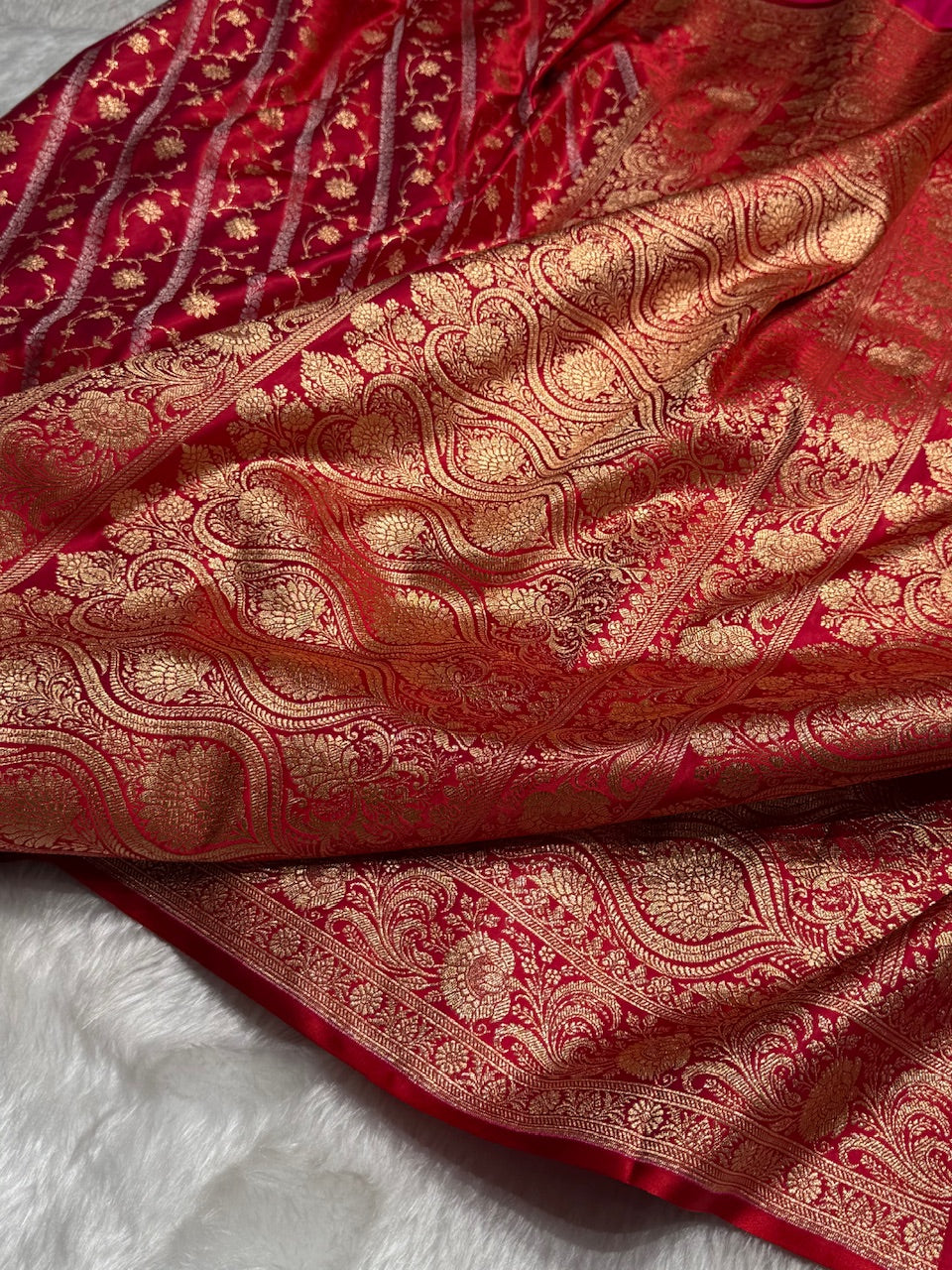 Red Brocade Soft Katan Silk Saree SK52