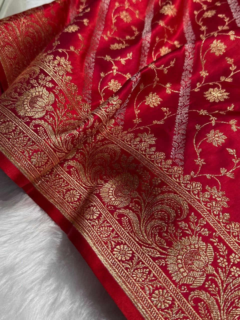 Red Brocade Soft Katan Silk Saree SK52