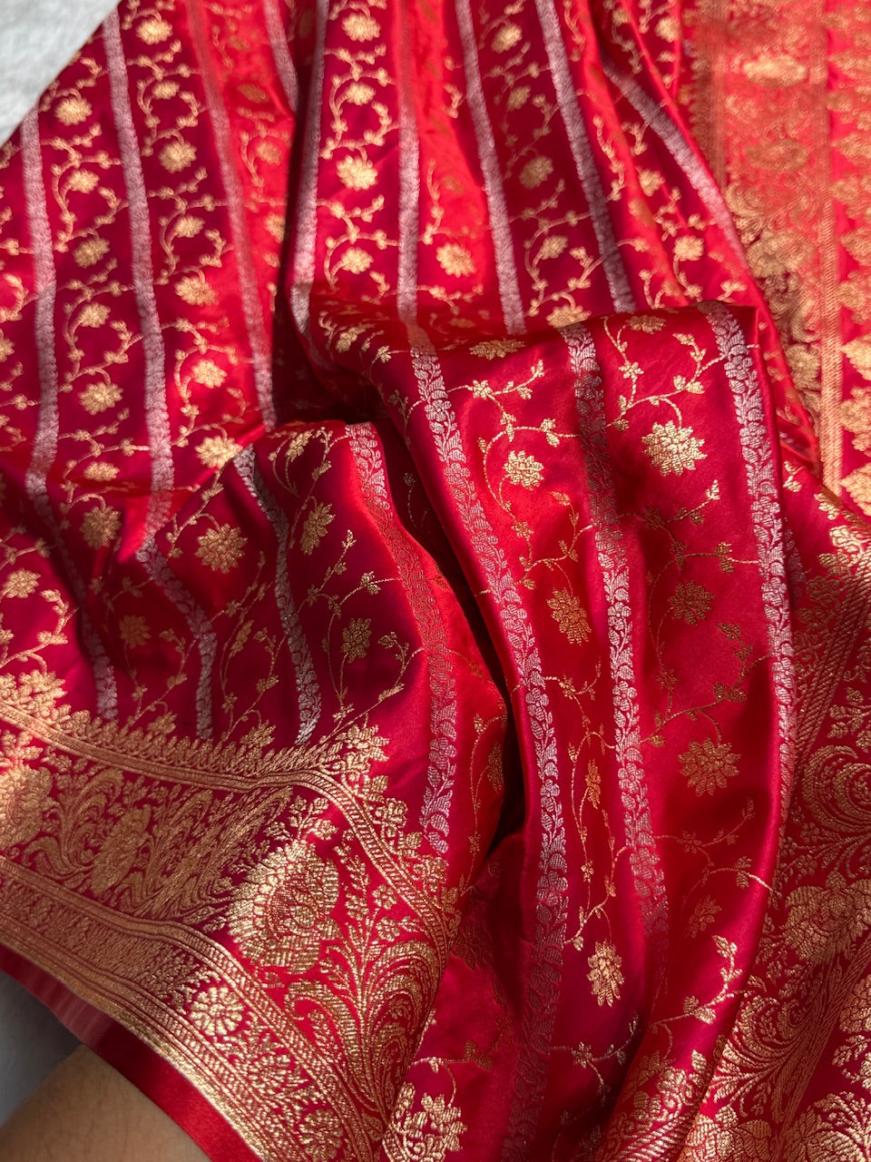 Red Brocade Soft Katan Silk Saree SK52