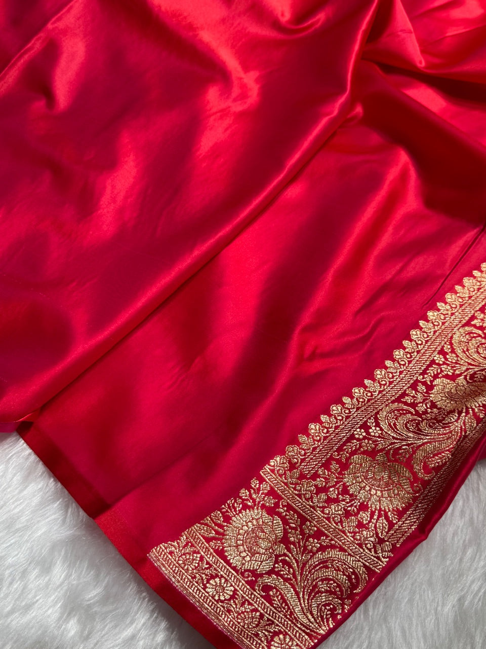 Red Brocade Soft Katan Silk Saree SK52