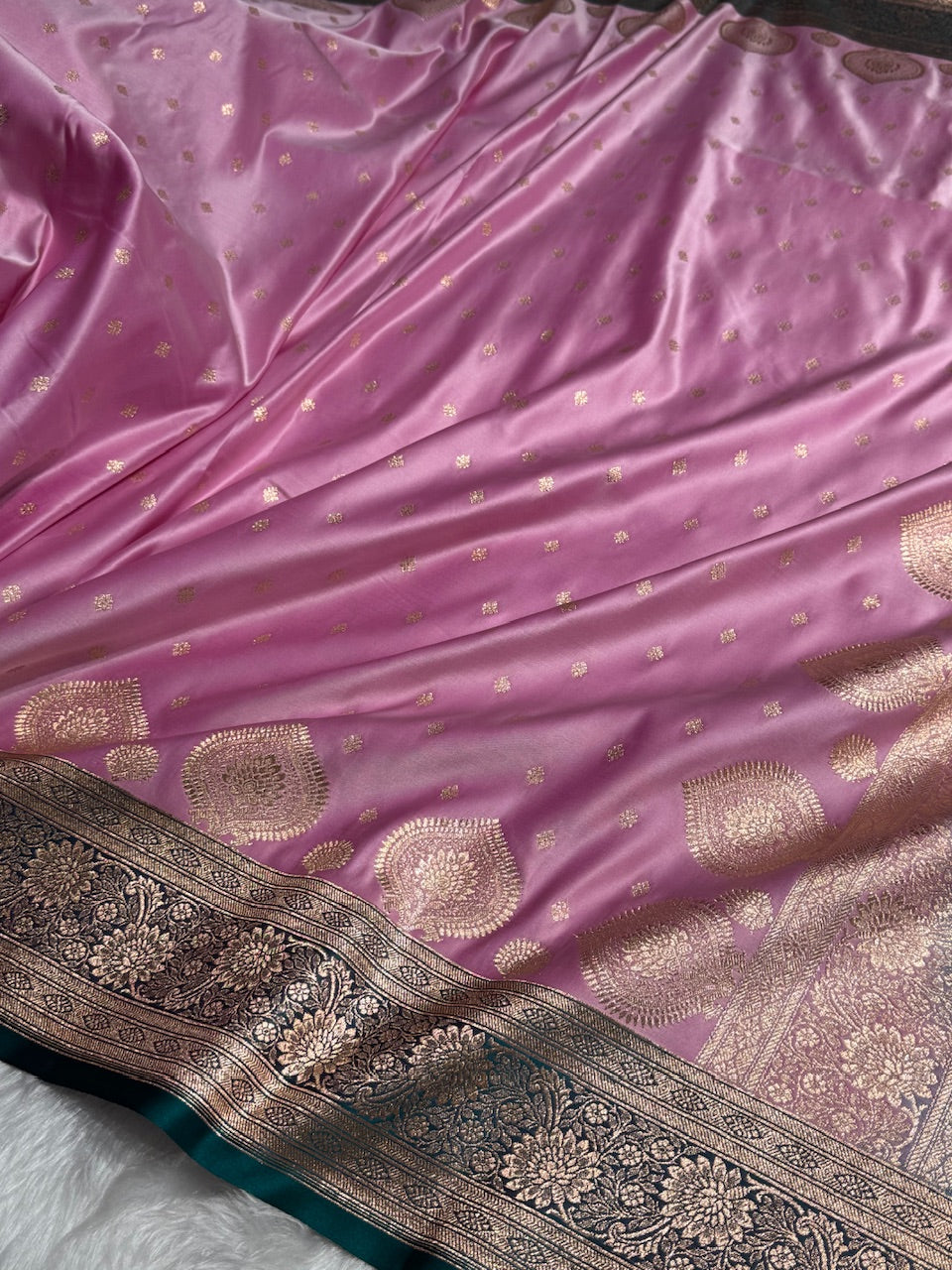 Lavender with Rama Booti Satin Katan Silk saree SK29
