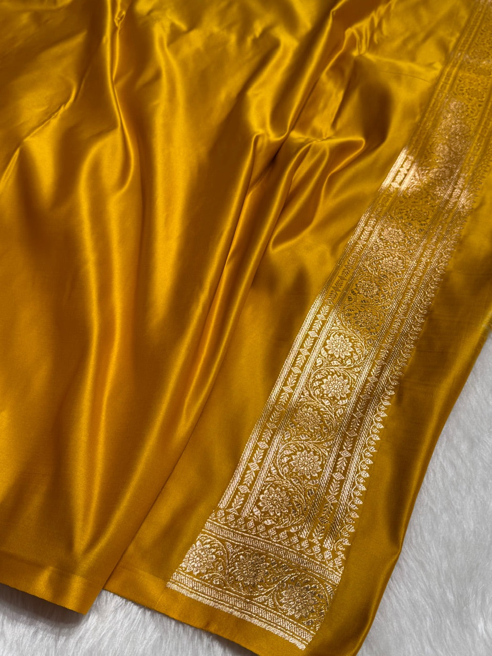 Rose Gold with Mustard Floral Boota Satin Katan Silk saree SK27
