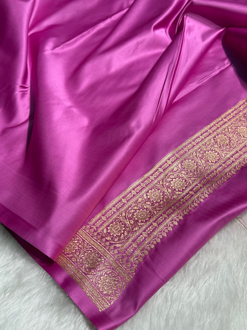 Rose Gold with Lavender Floral Boota Satin Katan Silk saree SK27