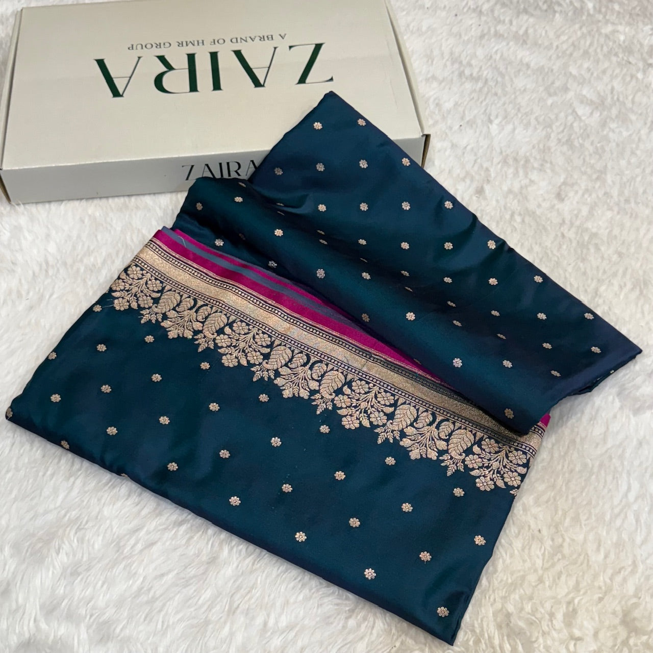 Nile Blue Mashru Silk Saree for Festive Seasons