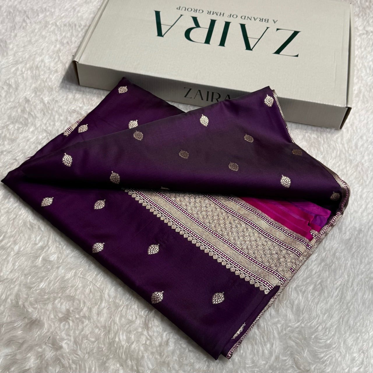 Dark Purple Mashru Booti Mashru Silk Saree