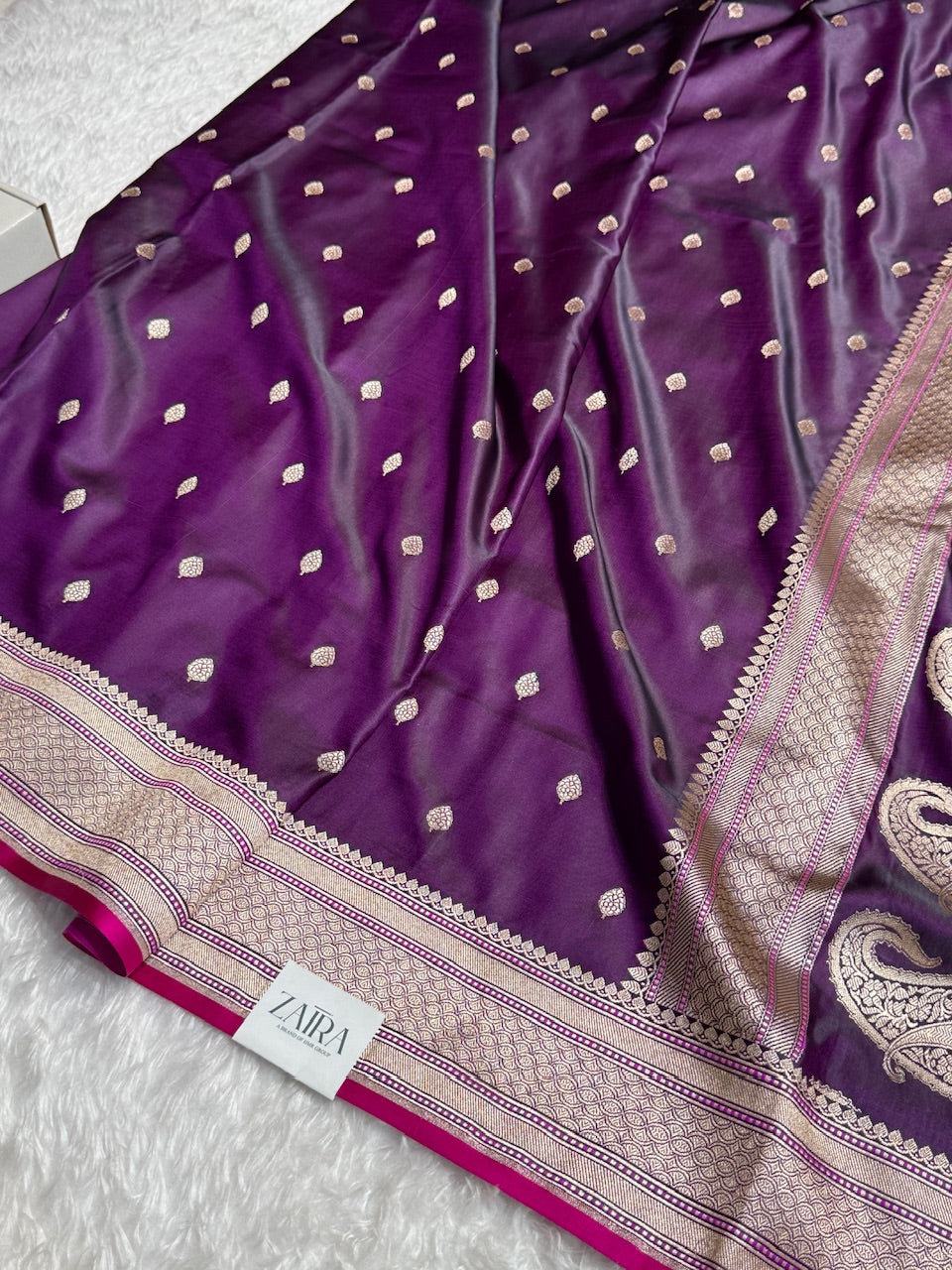 Dark Purple Mashru Booti Mashru Silk Saree
