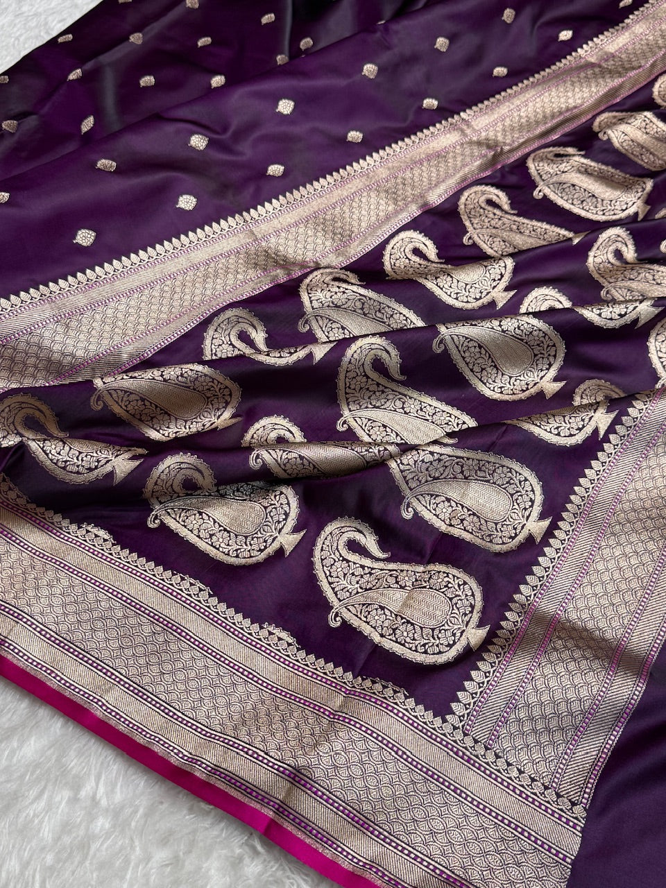 Dark Purple Mashru Booti Mashru Silk Saree